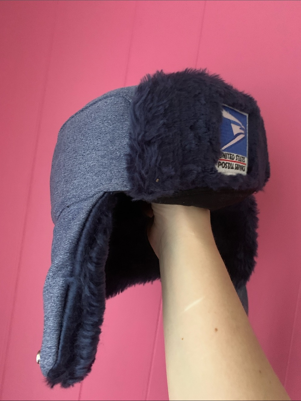 USPS United States Postal Service Navy Faux-Fur Winter Trapper Hat